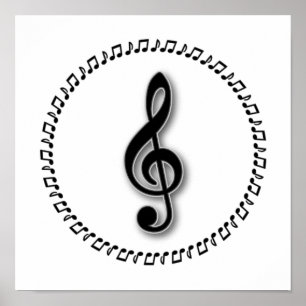 Poster Conception de notes de musique Treble Clef