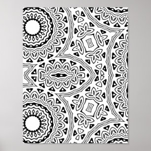 Poster Conception de page de coloriage à motif de mandala