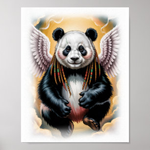 Poster Conception de panda ange jamaïcain sur un