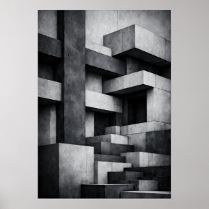 Poster Conception de penthouse brutaliste Intérieur monoc