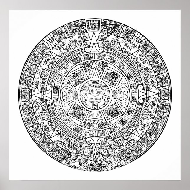 Poster Conception de pierre circulaire Aztec Sun Calendar (Devant)