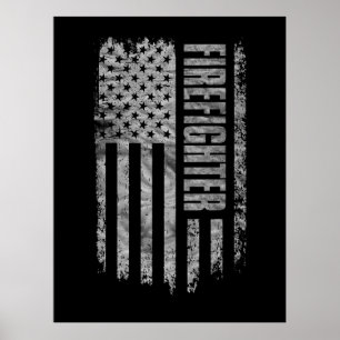 Poster Conception de pompier USA drapeau en détresse