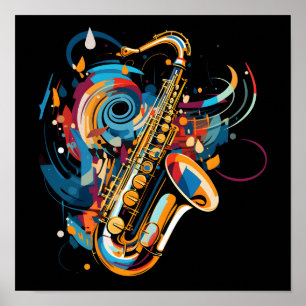 Poster Conception de saxophone Abstrait