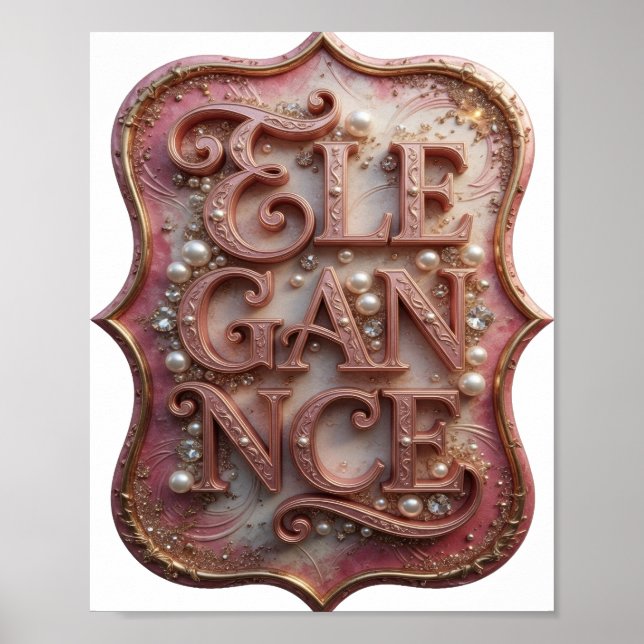 Poster Conception de slogan ELEGANCE Rose Chic (Devant)