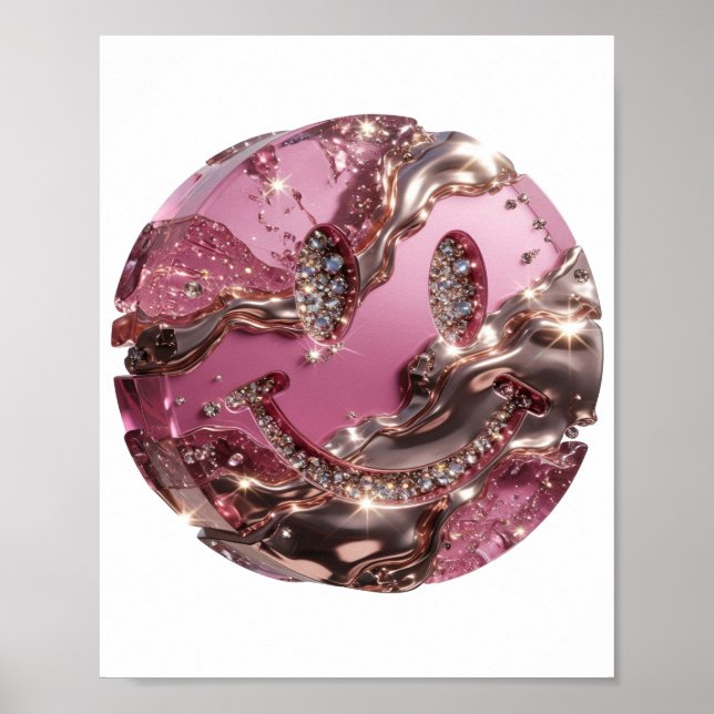 Poster Conception de slogan FACE HEUREUSE Argent Witty (Devant)