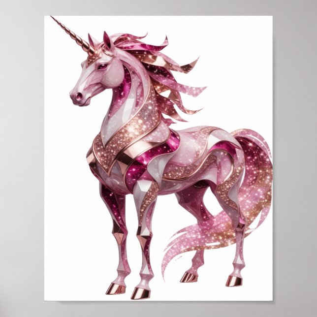 Poster Conception de slogan licorne argent dynamique (Devant)