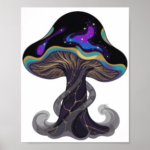Poster Conception de slogan MUSHROOM SPACE en argent mode