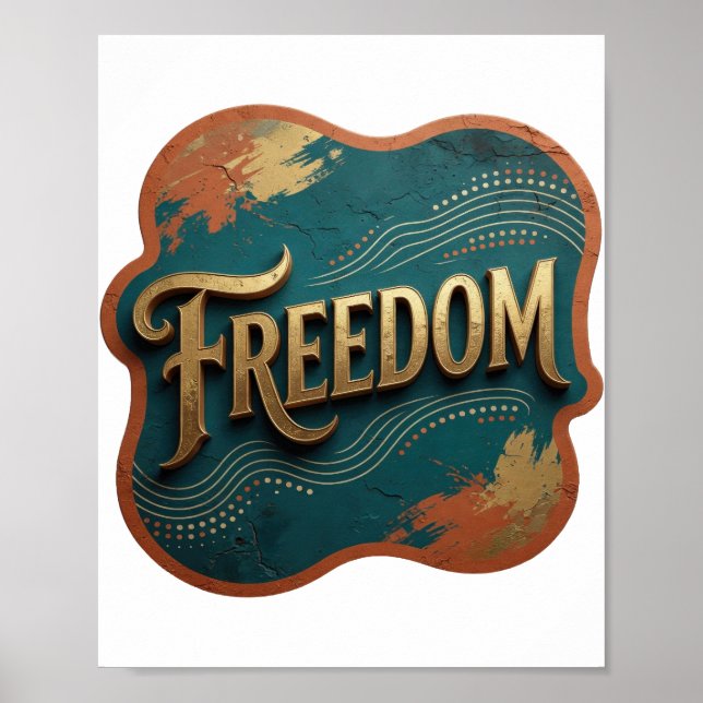 Poster Conception de slogan Or STATEMENT Liberté (Devant)