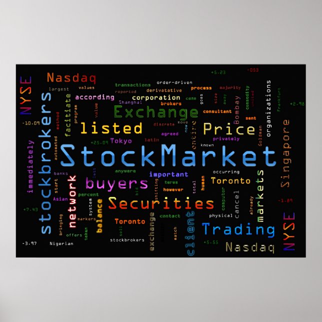 Poster Conception de stockMarket bleu (Devant)