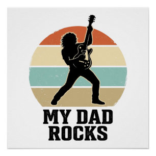 Poster Conception de t-shirt de guitare vintage de couche