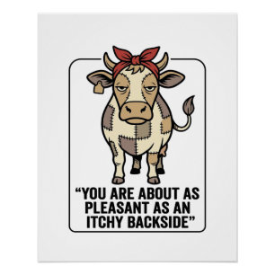 Poster Conception de T-Shirt vintage vache patchwork grin