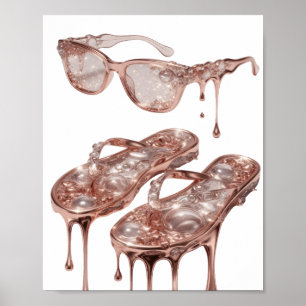 Poster Conception de texte GLAMOUR en OR ROSE argenté acc