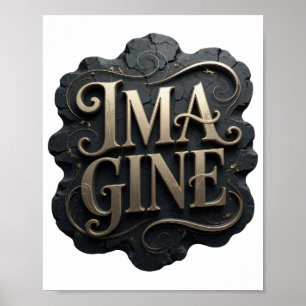 Poster Conception de texte IMAGINE en or Edgey