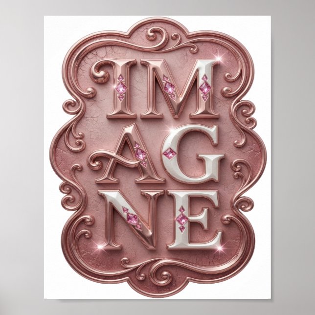 Poster Conception de texte IMAGINE Rose Snappy (Devant)