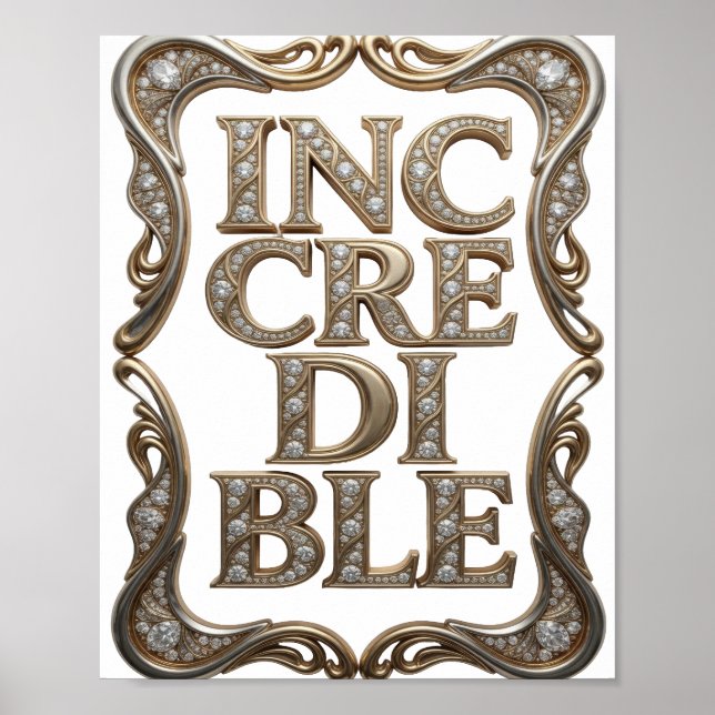 Poster Conception de texte INCROYABLE Sharp Gold (Devant)