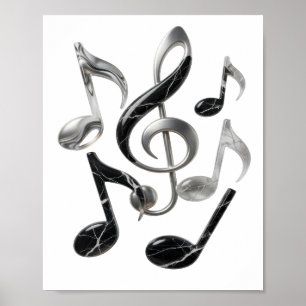 Poster Conception de texte MUSIC IN MOTION argentée cool