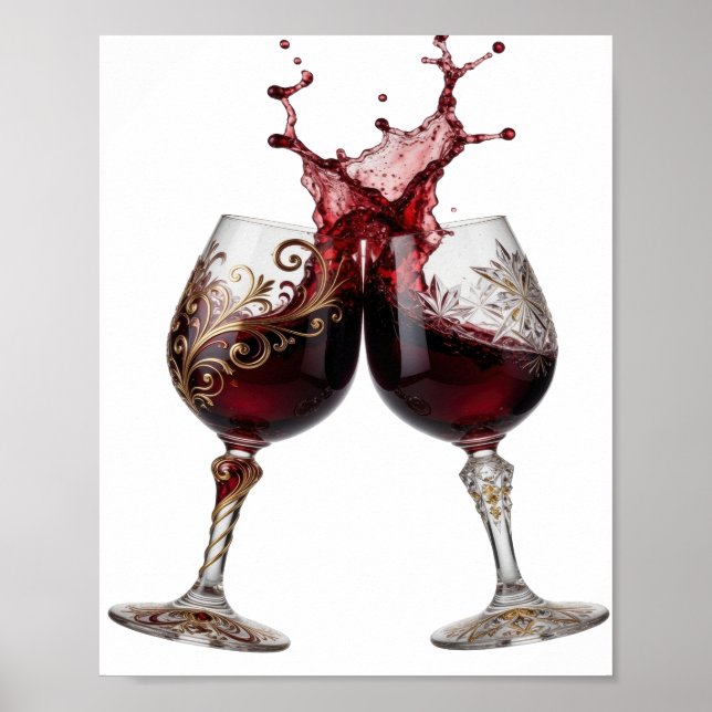 Poster Conception de texte VERRES À VIN Or Snappy (Devant)