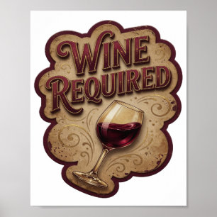 Poster Conception de texte vin requis Or Classique