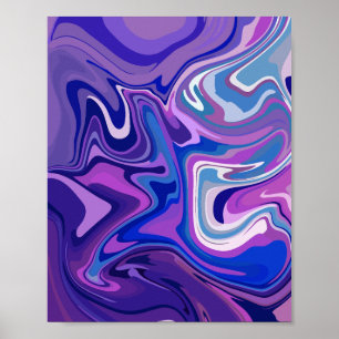 Poster Conception de tourbillon violet et bleu abstrait