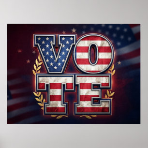 Poster Conception de typographie de drapeau américain VOT