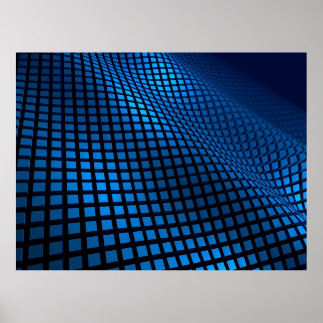 Poster Conception de vague abstraite bleu (Devant)