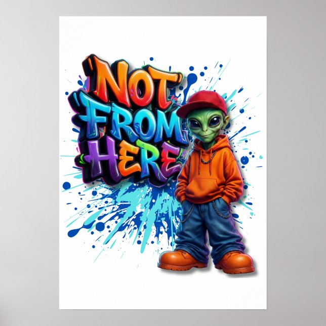 Poster Conception de vêtements de rue d'extra-terrestre d (Devant)