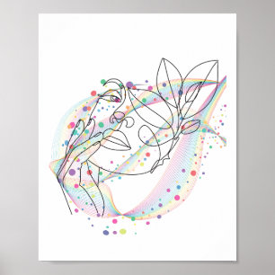 Poster Conception de visage en dessin linéaire design art