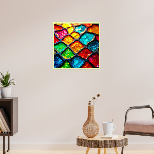 Poster Conception de vitrail de couleur gemme lumineuse