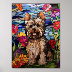 Poster Conception de vitrail de Yorkshire Terrier