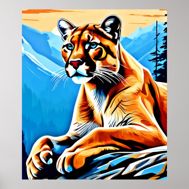 Poster Conception de vue de couguar alpin (Devant)
