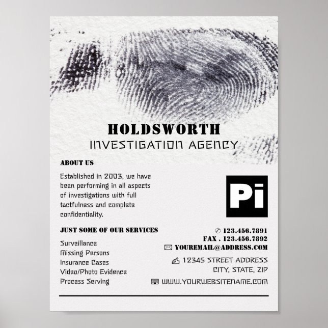 Poster Conception d'empreintes digitales, Inspecteur priv (Devant)