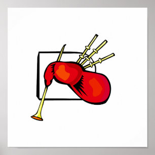 Poster Conception d'images graphiques en relief, rouge et