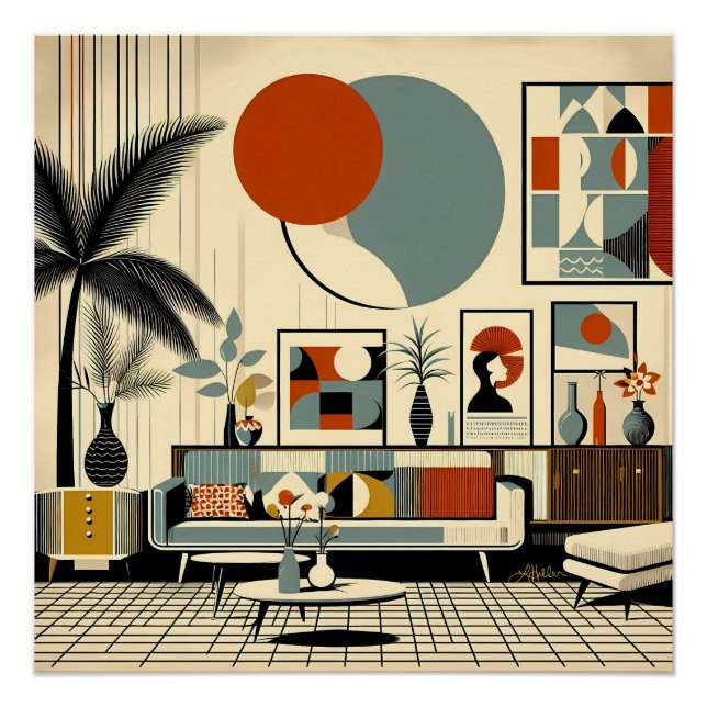 Poster Conception d'intérieur de milieu de siècle Eclipse (Devant)