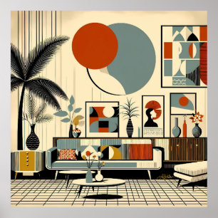 Poster Conception d'intérieur de milieu de siècle Eclipse