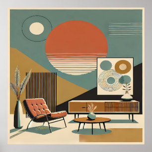 Poster Conception d'intérieur de milieu de siècle Salon S