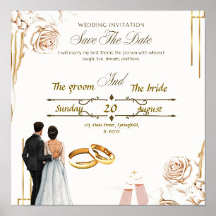 Poster Conception d'invitation de mariage élégante - Beau
