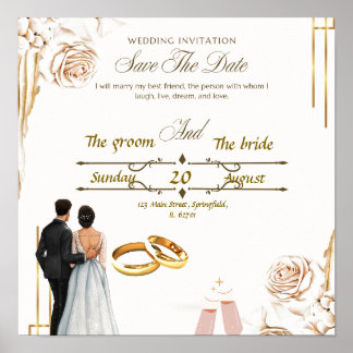 Poster Conception d'invitation de mariage élégante - Beau