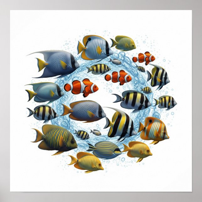 Poster Conception Diverse de l'école de poissons (Devant)