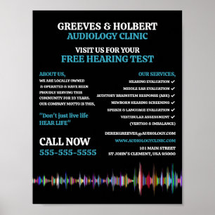 Poster Conception d'ondes sonores, audiologiste, Clinique