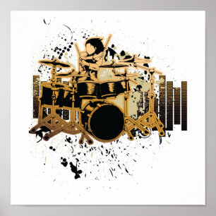 Poster conception du batteur de grunge
