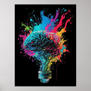 Poster Conception Du Cerveau Avec Explosion De Bulbe Colo