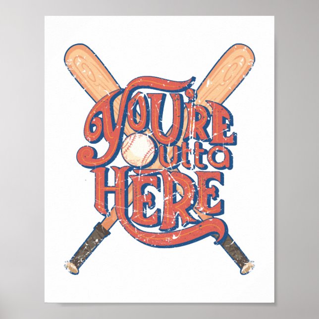 Poster Conception du ventilateur de baseball rétro (Devant)