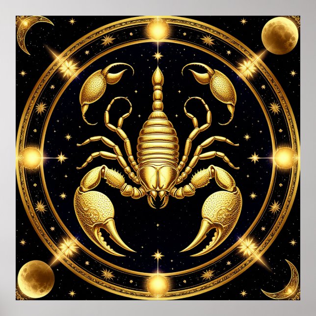 Poster Conception du Zodiaque Scorpion Doré (Devant)