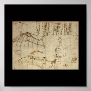 Poster Conception d'une machine volante par Leonardo Da V