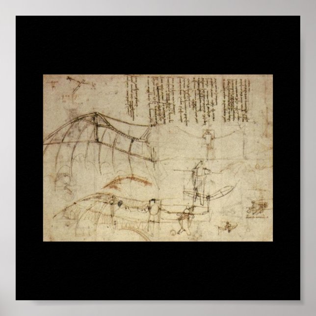 Poster Conception d'une machine volante par Leonardo Da V (Devant)