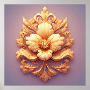 Poster Conception élégante de relief floral avec des déta
