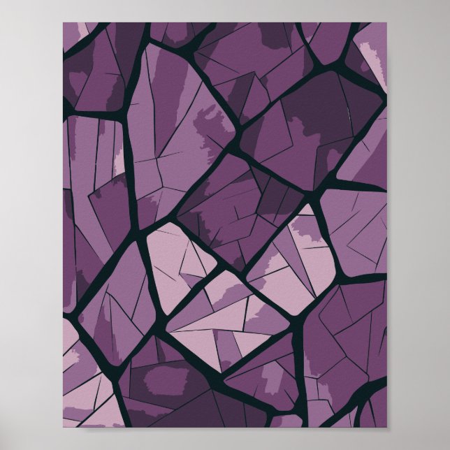 Poster Conception élégante en verre de couleur violet géo (Devant)