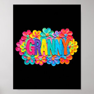 Poster Conception florale colorée de style argile grand-m