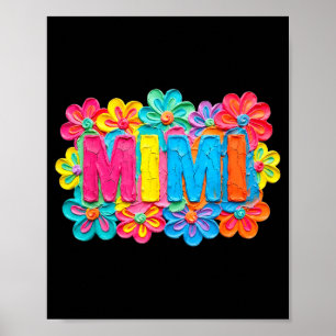 Poster Conception florale colorée de style argile groovy