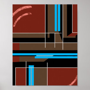 Poster Conception géométrique brun rougeâtre avec des lig